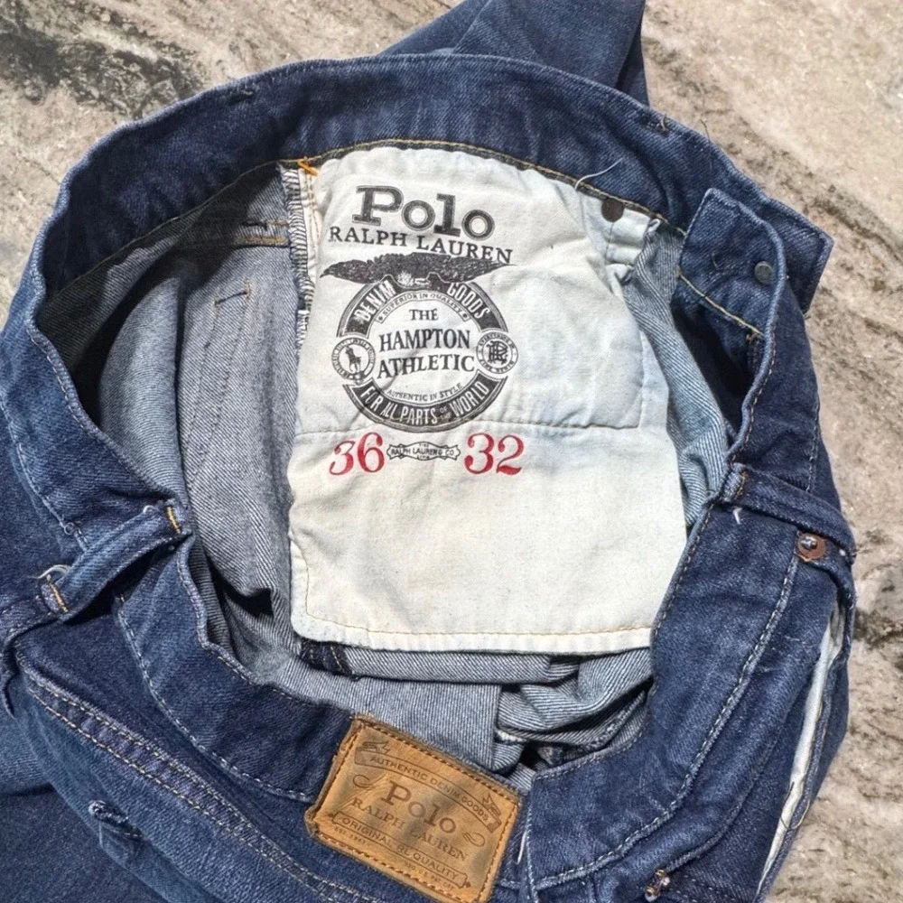 Polo Ralph Lauren Jeans Mens 36x32 Hampton Athletic Straight Dark Wash Blue
